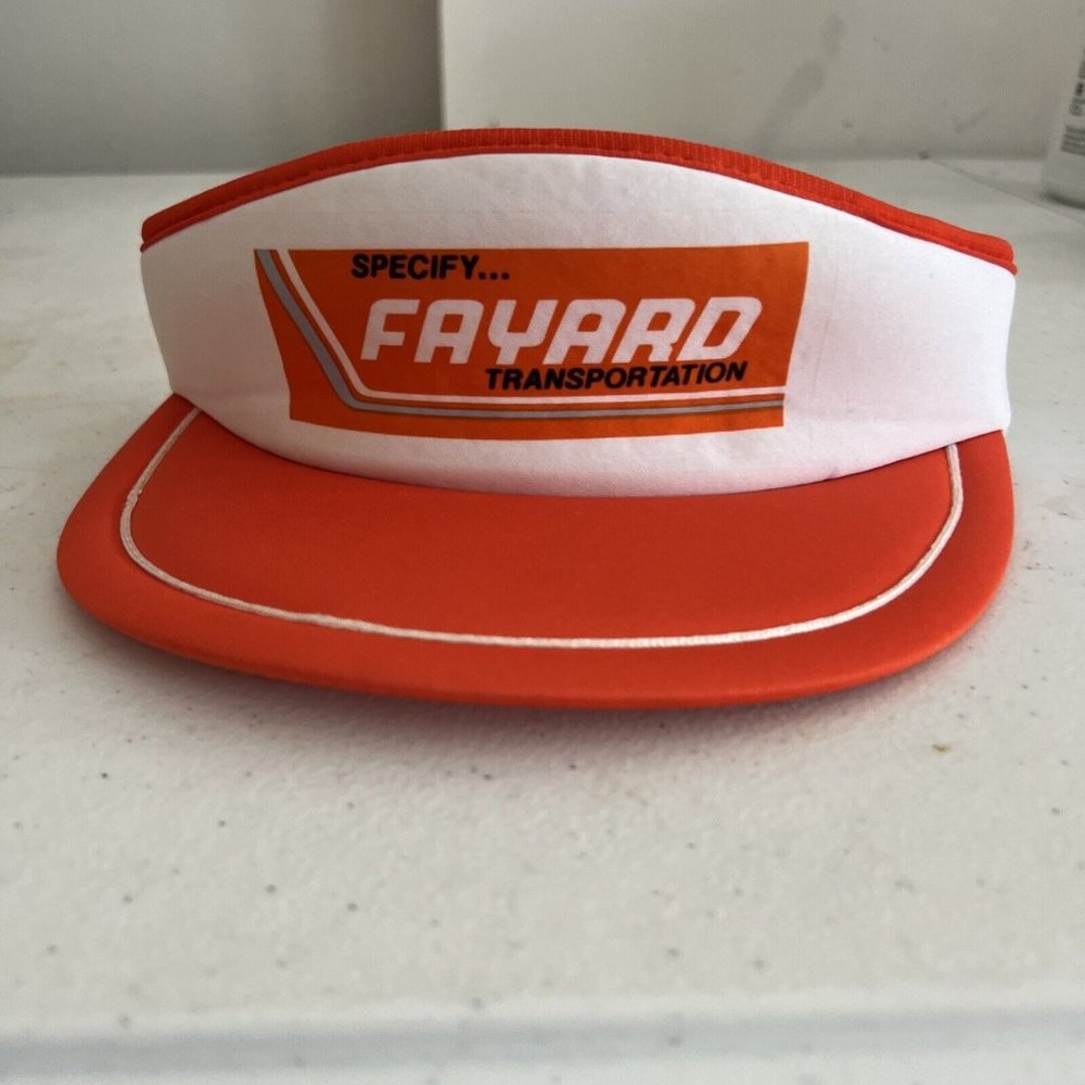 VTG Rare Specify Fayard Transportation Visor Orange & White